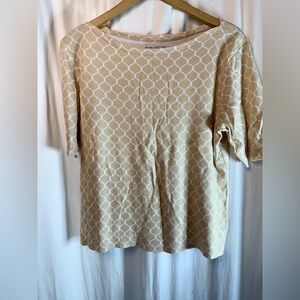 Charter Club Beige Geometric Short Sleeve Tee